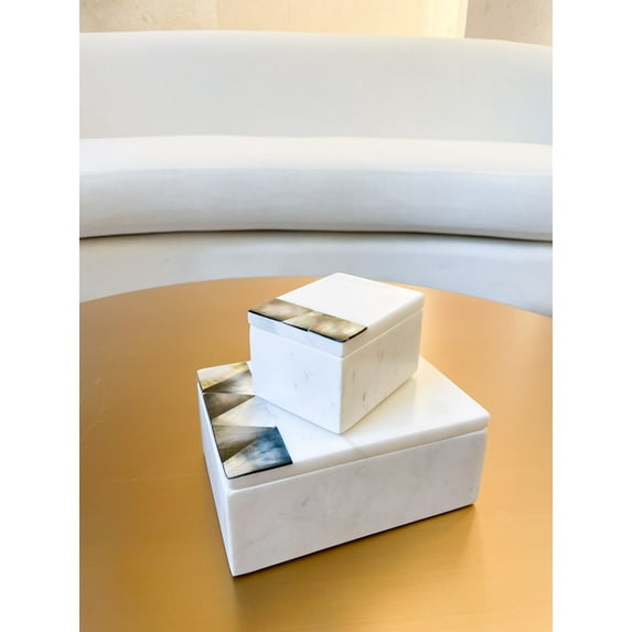 Grey Mother of Pearl White Marble Decor Boxes Small