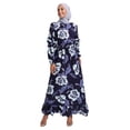 thumbnail image 1 of Grey - Navy Blue - Floral - Crew neck - Unlined - Modest Dress - Refka, 1 of 5
