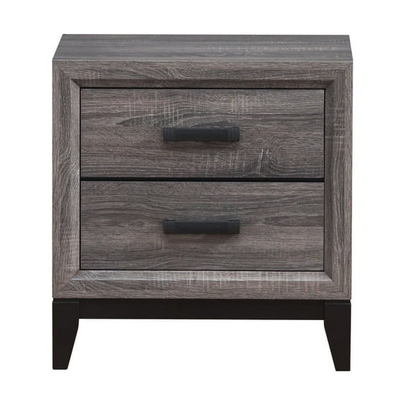 Grey Nightstand with 2 Drawers - Modern Bedroom Side Table - Kennin Center Glide - Black Hardware - Compact Nightstands for Small Spaces Black+ Gray + Gray + 2 Drawers