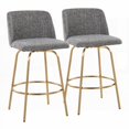 thumbnail image 1 of Grey Noise Fabric 26" Contemporary Fixed-Height Counter Stools with Gold Metal & Round Footrest by LumiSource - Set of 2, 1 of 5