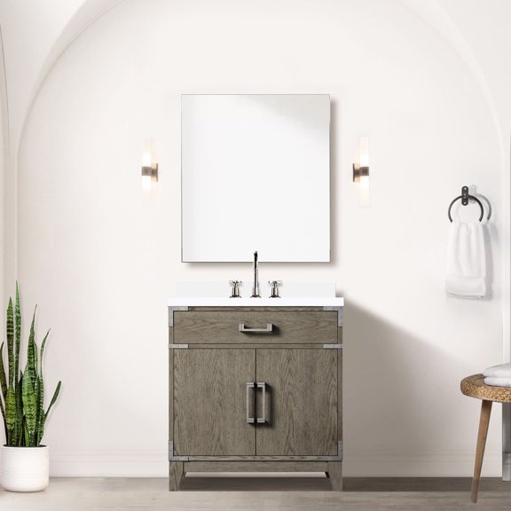 Grey Oak Vanity, 22 in. Deep | Interior Cabinet, Easy Installation | Bathroom Renovation