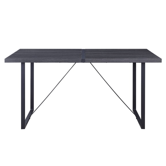 Grey Oak and Black Dining Table with Sled Base