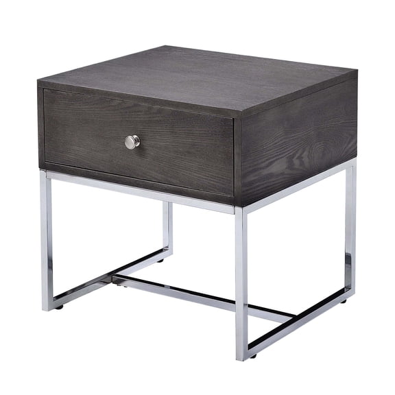 Grey Oak and Chrome Finish, Rectangular Shape with Drawer Storage - Adds Contemporary Style to Primary Living Space