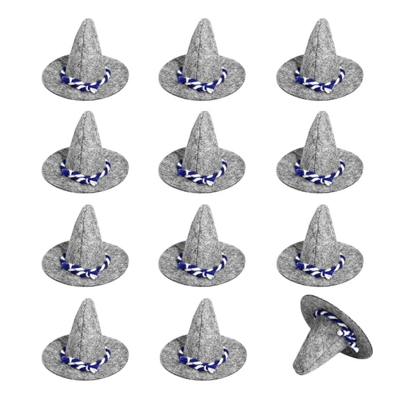 Grey Oktoberfest Miniature Felt Hats for Party German Themed Festival Celebration Bottle Decor Accessory for Beer Wine Glasses and Centerpieces 10x8cm