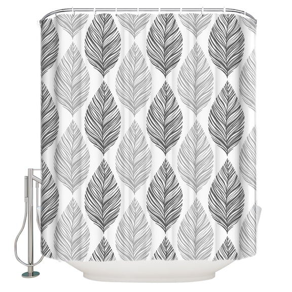Grey Olive Shower Curtain, 72" x 72", Leaf Texture Watercolor Waterproof Bathroom Curtain Washable Shower Curtain Set with 12 Hooks