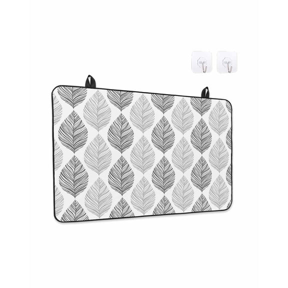 Grey Olive Stove Top Covers for Electric Stove, 28'x20'' Leaf Texture Watercolor Glass Ceramic Stove Cover Foldable Rubber Mat Heat Resistant Cooktop Protector for Kitchen