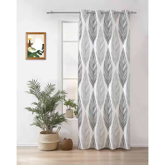 Grey Olive Thermal Insulated Blackout Curtains for Bedroom 24 Length Leaf Texture Watercolor Room Darkening Curtain 1 Panel Grommet Window Curtain Drape for Living Room Nursery Room