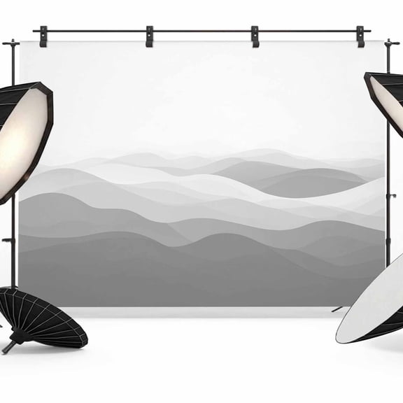 Grey Ombre Backdrop for Photoshoot, Photography Photo Studio Background Wall Backdrop, Summer Minimalist Ocean Waves Back Drop Banner Panel for Portraits Wedding Party Live Streaming Decor 10x8Ft
