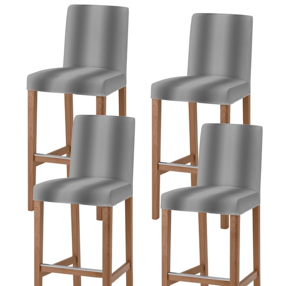 Grey Ombre Bar Stool Cover Set of 4, Farmhouse Gray Gradient Modern Art Stretch Bar Chair Cover, Removable Washable Pub Counter Stool Chair Slipcover for Kitchen Dining Room Pub Cafe