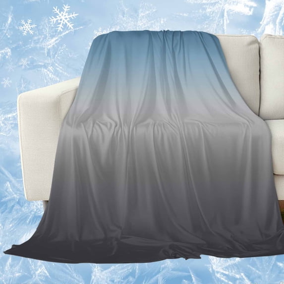 Grey Ombre Cooling Blanket,Lightweight Breathable Summer Throw Blanket with Double Sided Cold Effect,Navy Blue Gray Gradient Modern Abstract Art Picnic Blankets Bed Sheet for Hot Sleepers 30"x40"