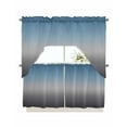 thumbnail image 1 of Grey Ombre Kitchen Curtain and Valance Set 3 Pieces,Rod Pocket Short Tier Curtains 24 Inch Length,Navy Blue Gray Gradient Modern Abstract Art Swag Topper Small Window Treatment for Cafe Bathroom, 1 of 6