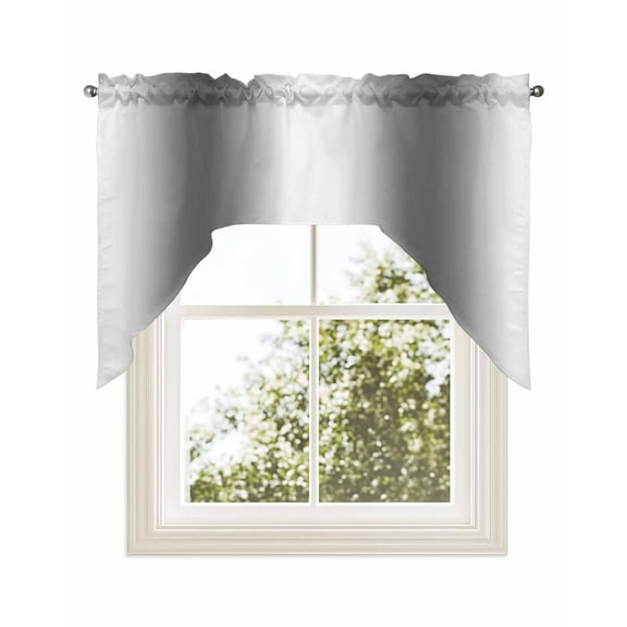 Grey Ombre Kitchen Curtains Swag Valance for Windows/Bathroom/Cafe, Farmhouse Modern Art Rod Pocket Drape Panel Swag Curtains Valance for Bedroom/Living Room 56"x36"