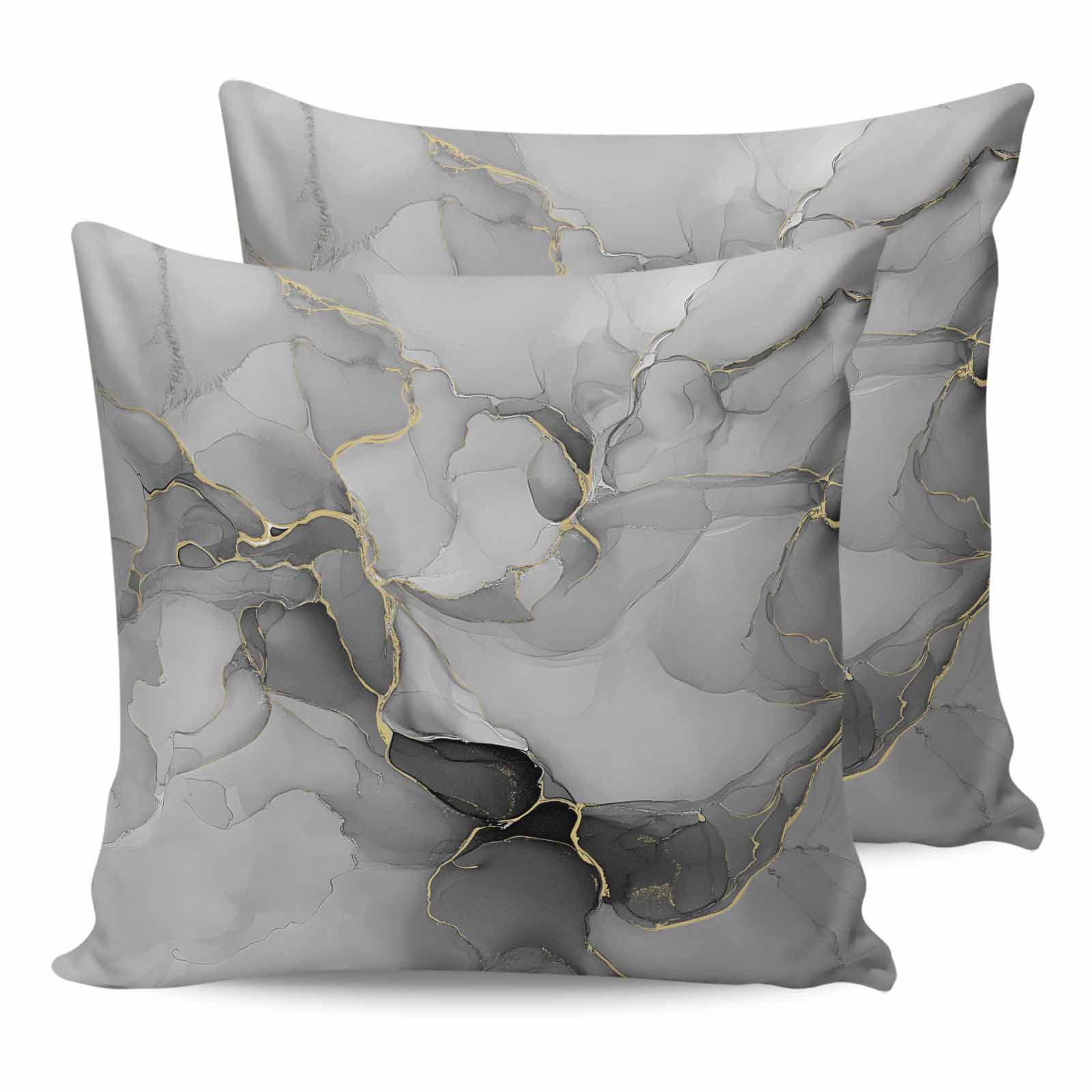 Grey Ombre Marble 24x24 Pillow Covers Set of 2, Gray Marble Crack Abstract Modern Throw Pillow Covers Decorative Couch Cushion Case, Microfiber Square Pillowcases for Bedroom Car Living Room