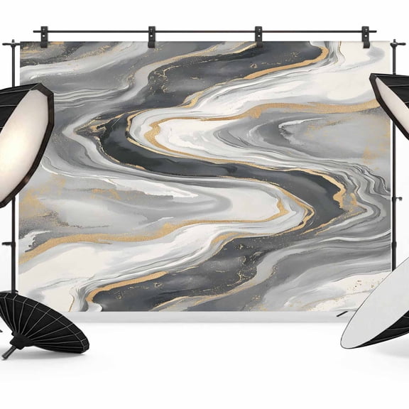 Grey Ombre Marble Backdrop for Photoshoot, Photography Photo Studio Background Wall Backdrop, Abstract Modern Art Back Drop Banner Panel for Portraits Wedding Party Live Streaming Decor 8x6Ft