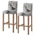 thumbnail image 1 of Grey Ombre Marble Bar Stool Cover Set of 2, Gray Marble Crack Abstract Modern Stretch Bar Chair Cover, Removable Washable Pub Counter Stool Chair Slipcover for Kitchen Dining Room Pub Cafe, 1 of 9
