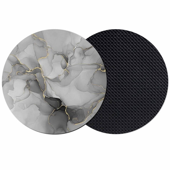 Grey Ombre Marble Coasters Set of 2, Soft Absorbent Coasters for Drinks, Gray Marble Crack Abstract Modern Non-Slip Cup Coaster Mat with Rubber Bottom for Home Kitchen Desk Coffee Bar Table Decor 4"