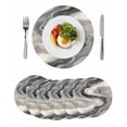 thumbnail image 1 of Grey Ombre Marble Round 13 Inch Placemats Set of 6, Abstract Modern Art HeatResistant Non Slip Place Mats for Dining Table, Wipeable Braided Kitchen Table Mats for Housewarming, 1 of 9
