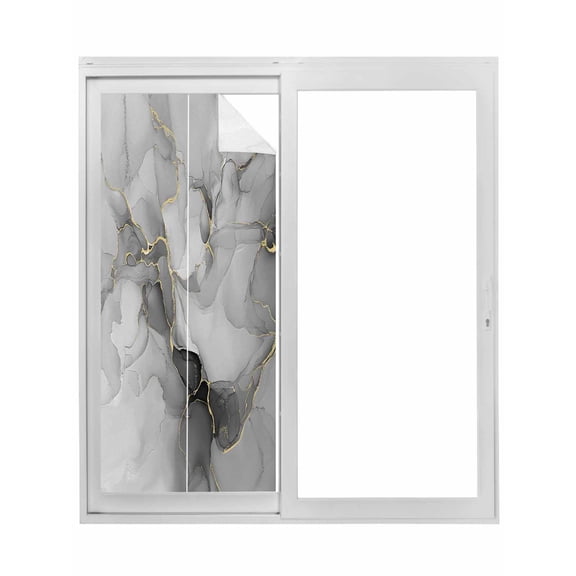 Grey Ombre Marble Window Privacy Film, Gray Marble Crack Abstract Modern Static Cling UV Sun Blocking Tint Film Heat Control Windows Films for Bedroom Bathroom, Window Stickers 17.7"x39.3"