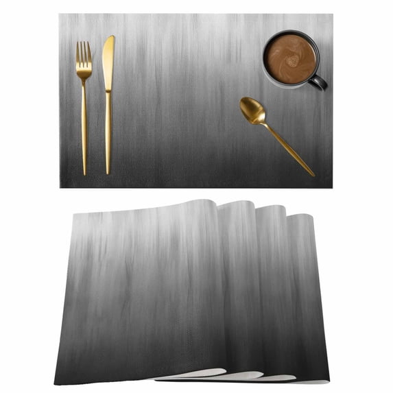 Grey Ombre Placemats Set of 12, Contemporary Gradient Abstract Art Placemats for Dining Table, Place Mats for Kitchen Tabletop, Waterproof Wipeable Dining Table Mats Set
