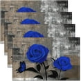 thumbnail image 1 of Grey Ombre Placemats Set of 4 12x18,Romantic Blue Rose Butterfly Place Mats for Kids Girls Adult,Grunge Table Mats Oil Proof Washable,Vintage Mid Century Artwork Placemats Heat Resistant, 1 of 1