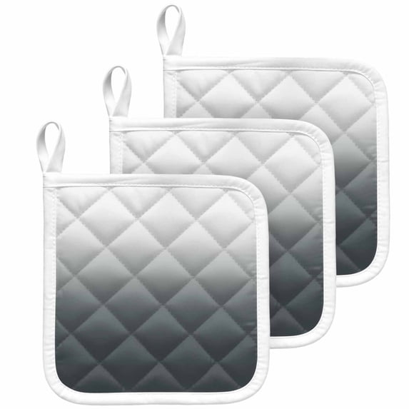 Grey Ombre Pot Holders for Kitchen Heatproof Potholder, 3 Pack Gray White Gradient Modern Abstract Art Hot Pads Multipurpose Oven Pads Cloth Potholders Trivet for Cooking Baking