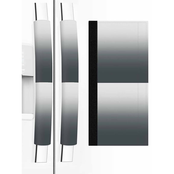 Grey Ombre Refrigerator Door Handle Covers Set of 2, Gray White Gradient Modern Abstract Art Kitchen Fridge Microwave Oven Dishwasher Stove Cabinet Handle Protectors, Washable Appliance Decor