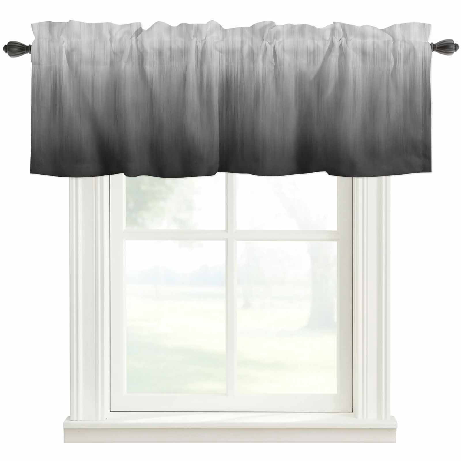 Grey Ombre Rod Pocket Curtain Valance, Contemporary Gradient Abstract ...