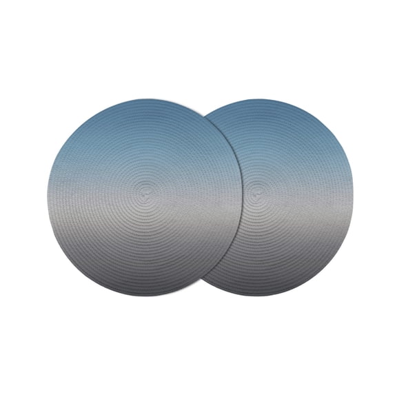 Grey Ombre Round Placemats Set of 2 for Dinning Tables,Heat-proof Braided Table Mats 13 Inch,Navy Blue Gray Gradient Modern Abstract Art Washable Place Mat for Kitchen Restaurant Party Table Decor