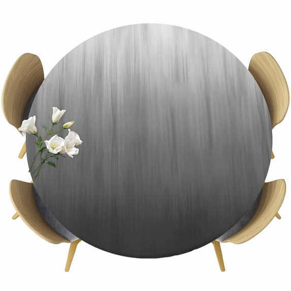 Grey Ombre Round Tablecloth, Fitted Table Cover with Elastic for 36"-44" Round Tables, Contemporary Gradient Abstract Art Table Cloth Outdoor Indoor Dinning Party Waterproof Tablecloths