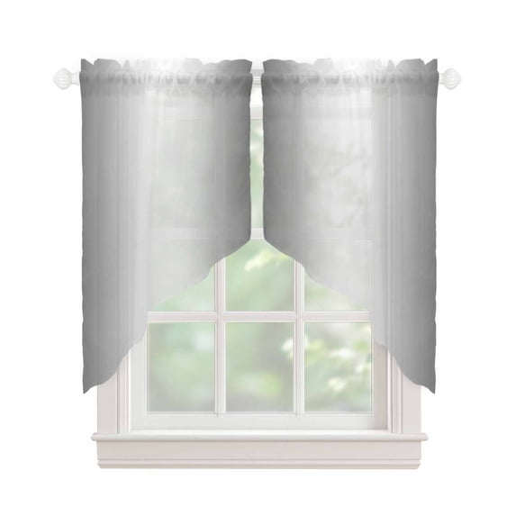 Grey Ombre Swag Valances for Windows, Gray White Gradient Modern Abstract Art Rod Pocket Sheer Valances for Small Windows, Swag Toppers Light Filtering for Kitchen Living Room 2 Panels 36''x36''