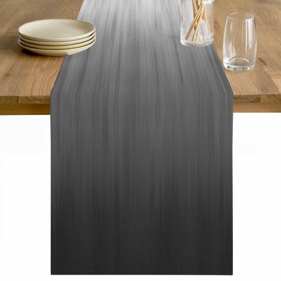Grey Ombre Table Runner - 60 Inch Long Contemporary Gradient Abstract Art Cotton and Linen Blended Dress Scarves Farmhouse Table Runner for Kitchen Dining, Coffee Table, 13" x 60"