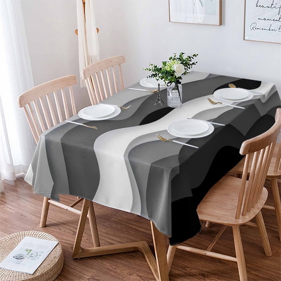 Grey Ombre Tablecloth Rectangle Table Cloth 52x70 , Waterproof Tablecloth Outdoor Table Cloth, Modern Geometric Moire Abstract Art Washable Table Cover for Kitchen Dining Party