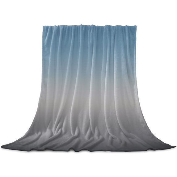 Grey Ombre Throw Blanket for Couch, Soft Lightweight Flannel Fleece Blanket, Navy Blue Gray Gradient Modern Abstract Art Microfiber Plush All Season Decorative Blankets Gifts for Sofa Bed 50"x60"