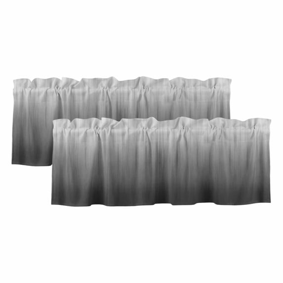 Grey Ombre Valances for Windows, Decorative Rod Pocket Window Valance Curtains, Contemporary Gradient Abstract Art Short Curtain Drapes for Kitchen/Bathroom/Living Room, 2 Panels, 42" W x 18" L