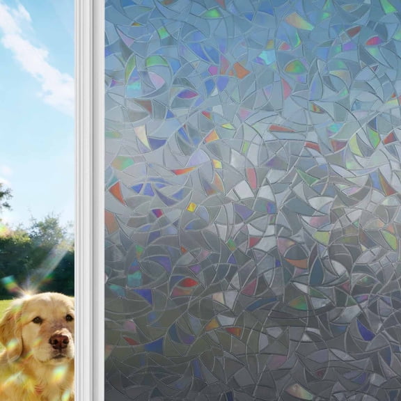 Grey Ombre Window Privacy Film Stain Glass,Reusable Decorative Rainbow Window Film,Navy Blue Gray Gradient Modern Abstract Art Static Cling Sun Blocking Stickers Decals Covers 17.7" x 39.3" (2pcs)