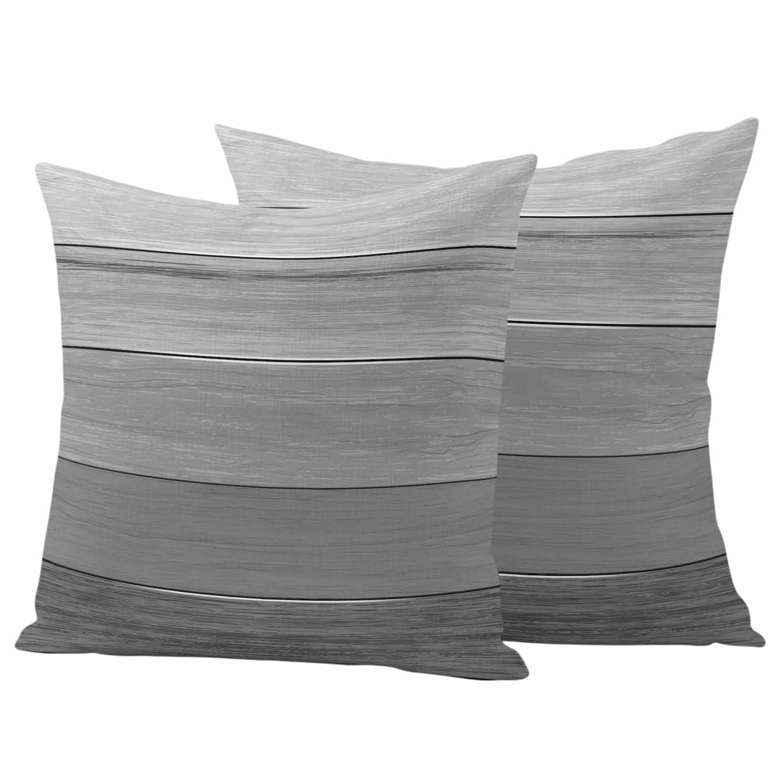 Grey Ombre Wooden Outdoor Waterproof Pillow Covers, Farmhouse Retro Gray Wood Gradient Decorative Square Throw Pillowcase Sofa Cushion Sham for Patio/Couch/Chair, 20"x20" 2 Pack
