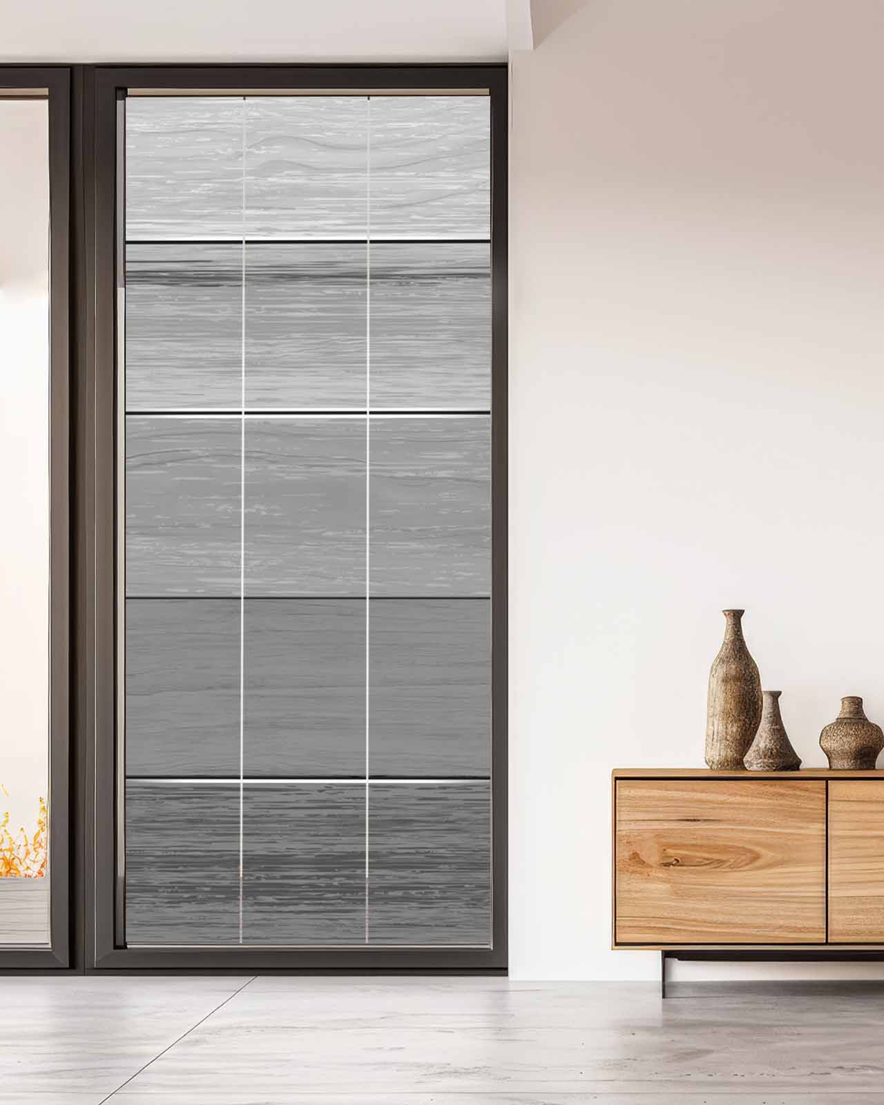 Grey Ombre Wooden Window Privacy Film Stained Glass Window Film Decorative Windows Cover Static Windows Cling for Glass Door Farmhouse Retro Gray Wood Gradient Stickers for Bathroom 35.4"x78.7"