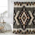 thumbnail image 1 of Grey Orange Black Waterproof Fabric Shower Curtain,Boho Ethnic Geometric Southwestern Waterproof Fabric Shower Curtain for Bathroom Curtains Bathtubs Shower Curtains with 12 Hooks Standard 66x72, 1 of 8