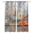 thumbnail image 1 of Grey Orange Coastal Blackout Curtains 63 Inches Long for Bedroom, Oil Painting Modern Abstract Art Thermal Insulated Room Darkening Black Out Window Curtain Panels Grommet Drapes for Living Room, 1 of 8