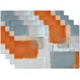 thumbnail image 1 of Grey and Orange Placemats Set of 4,Washable Heat Resistant Non-Slip Gray Placemats for Dining Table Coffee Kitchen Decor Modern Art Farmhouse Cloth Table Mat 12x18 Inch Burnt Dark Orange Place Mats, 1 of 6