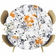 thumbnail image 1 of Grey Orange Spring Floral Round Tablecloth 36-44 Inch Round Fitted Table Cloth with Elastic Edge, Summer Botanical Farmhouse Waterproof Table Cover Protector for Outdoor Picnic Party Dining, 1 of 6