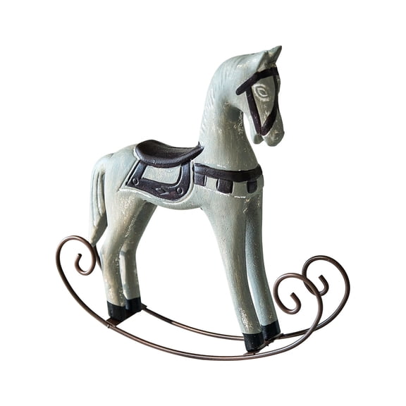 Grey Ornament Rocking Horse Table Decor Nordic Nostalgic Style Density Board Material for Home Decoration Pine Design for Kids Or Adults Interactive Toy