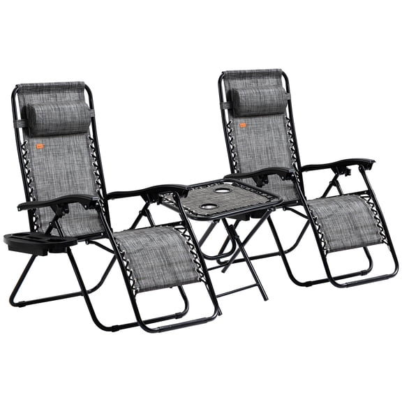 Grey Outdoor Chairs - Zero Gravity Feature - Camping Site - Pressure Relief