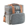thumbnail image 1 of Grey Outdoor Picnic Insulation Bag Double Bento Cooler Bag Waterproof Thermal Lunch Tote for Camping Travel Oxford Cloth Grey 11.02X10.23X7.08 Inches, 1 of 9