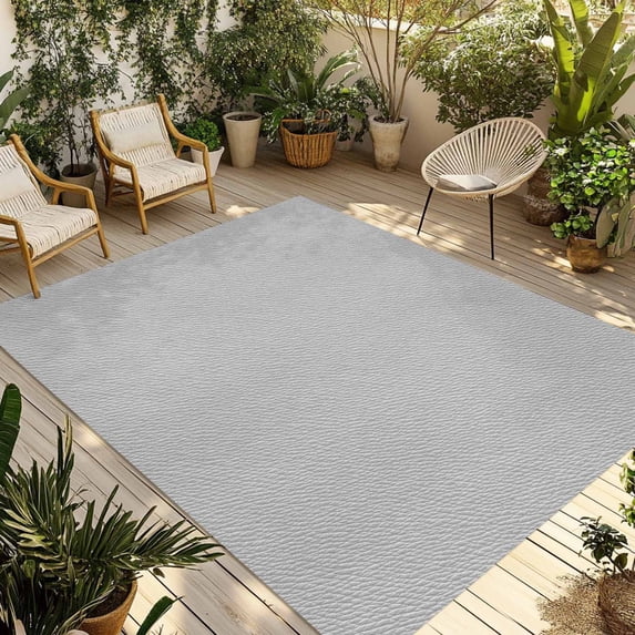 Grey Outdoor Rug 4x6 Ft - Reversible Patio Rug Outdoor Camping Rugs, Vintage Leather Patterned Texture Solid Modern Washable Indoor Outdoor Area Rugs, Non-Slip Outdoor Carpet Runner for Deck/Porch