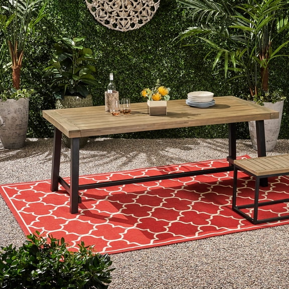 Grey Outdoor Table - Wood, Modern Industrial Trait Grey+black Edge