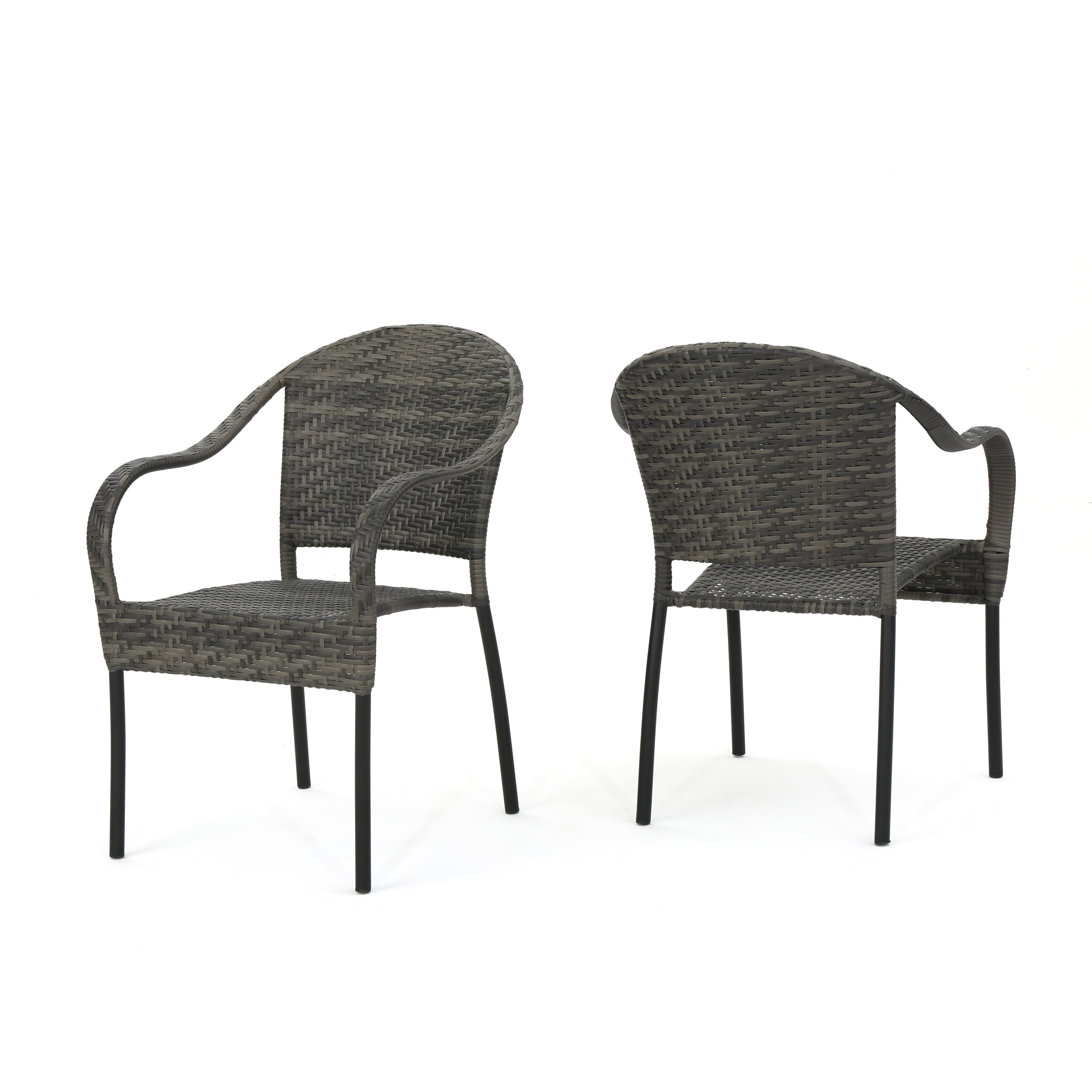Grey Outdoor Wicker Chair (Set of 2)