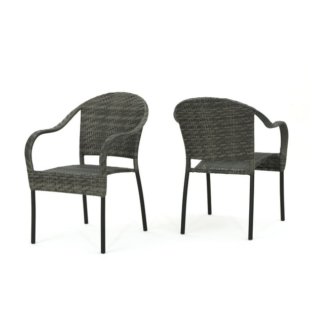 Grey Outdoor Wicker Chair (Set of 2)