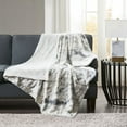 thumbnail image 1 of Grey Oversized Faux Fur Throw Madison Park Sachi Marble Print Reversible Faux Mink Oeko Tex Certified Home Decor Blanket, 1 of 7