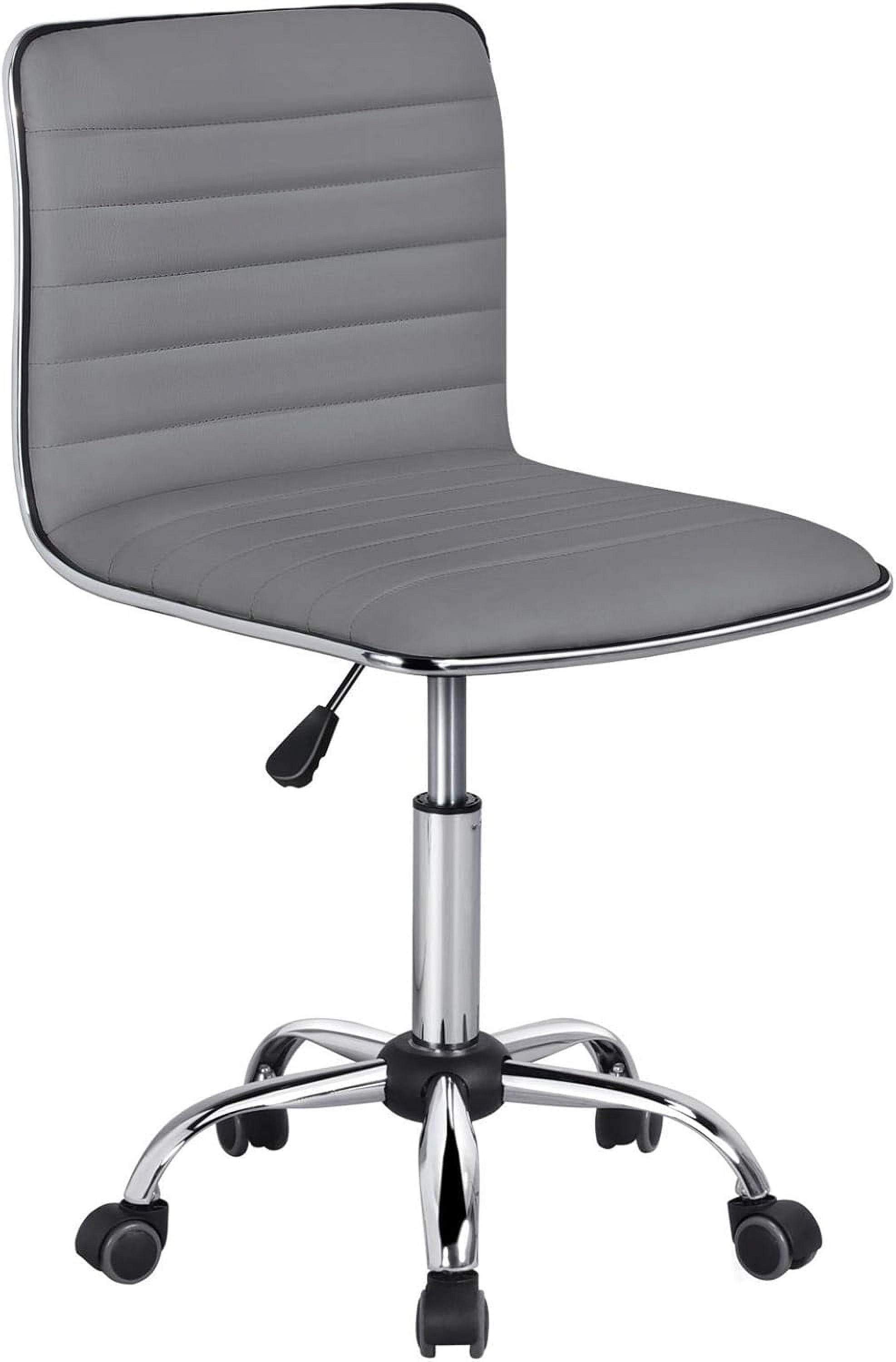 Light Gray Vinyl Armless Swivel Task Chair with Chrome Frame
